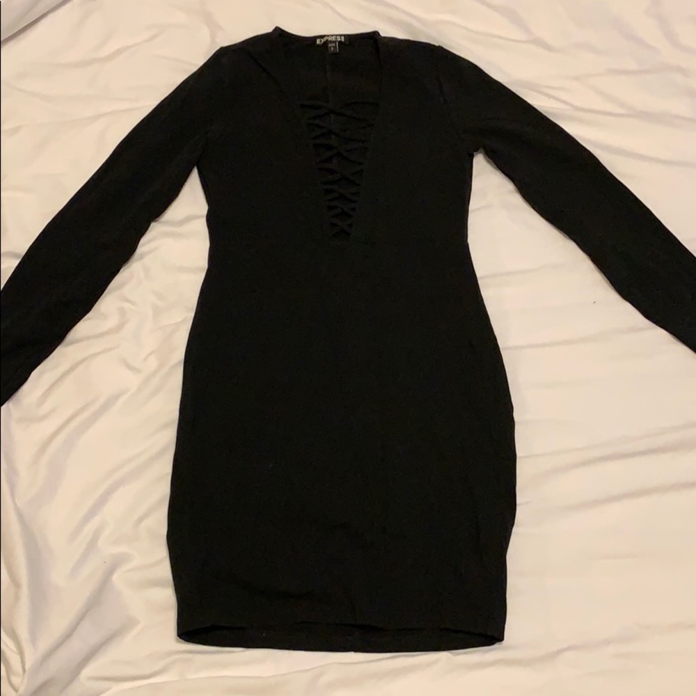 Black bodycon party dress